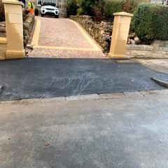 Lee Surfacing - new monoblock driveway and drop kerb entrance - Paisley Thornley Park